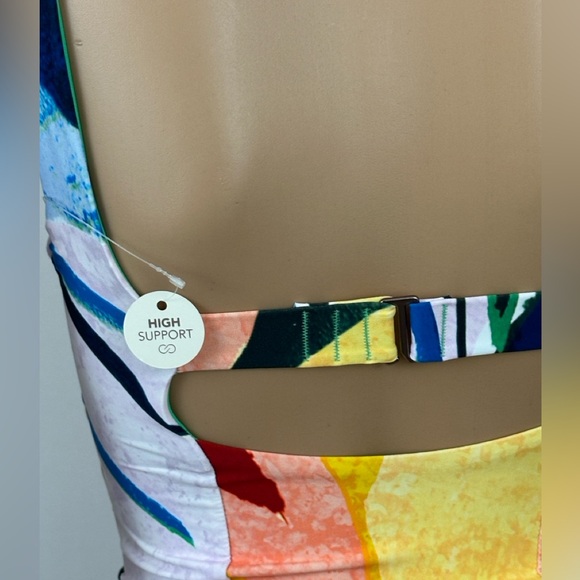 CALIA POWER SCULPT HIGH SUPPORT TANKINI TOP PAINTERLY FLORAL PRINT SEWN  BRA XS - Picture 4 of 9